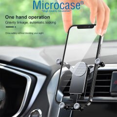 Microcase 4 Nokta Destekli Tasarım Araç İçi Kavramalı Izgarlıktan Telefon Tutucu - Siyah AL3781