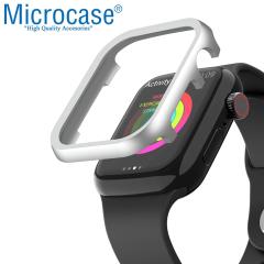 Microcase Apple Watch 7 41mm Metal Çerçeve Kılıf - Gümüş KN07