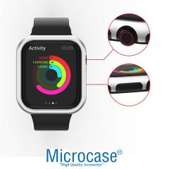 Microcase Apple Watch 7 41mm Metal Çerçeve Kılıf - Gümüş KN07