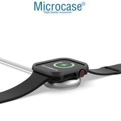 Microcase Apple Watch 7 41mm Metal Çerçeve Kılıf - Gümüş KN07