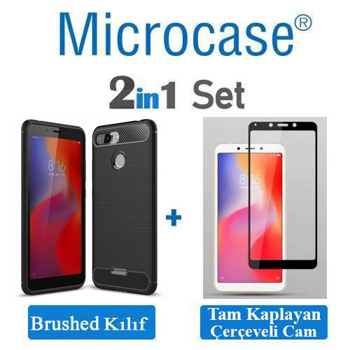 Microcase Xiaomi Redmi 6 Brushed Silikon TPU Kılıf+Tam Kaplar