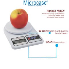 Microcase Dijital Hassas Mutfak ve Diyabet Tartısı Elektronik Terazi 10 kg - AL4209