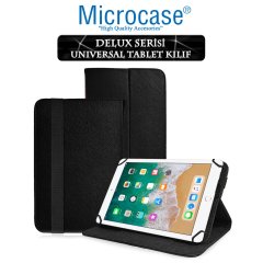 Microcase iPad 9.7 2018 Delüx Serisi Universal Standlı Deri Kılıf - Siyah + Nano Esnek Ekran Koruma Filmi