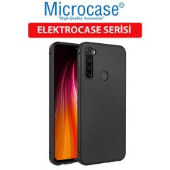 Microcase Xiaomi Redmi Note 8 Elektrocase Serisi Silikon Kılıf - Siyah + Tempered Glass Cam Koruma