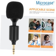 Microcase 90 Derece Döner Başlıklı Mini 3 Boğum Ses Kayıt ve Mikrofon 3,5mm - AL4943