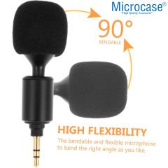Microcase 90 Derece Döner Başlıklı Mini 3 Boğum Ses Kayıt ve Mikrofon 3,5mm - AL4943