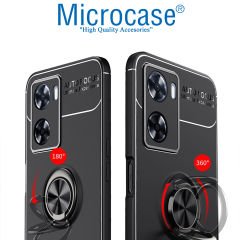 Microcase Oppo A57 / Oppo A77 (4G) Focus Serisi Yüzük Standlı Silikon Kılıf - Siyah AL3363