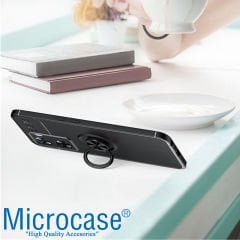Microcase Oppo A57 / Oppo A77 (4G) Focus Serisi Yüzük Standlı Silikon Kılıf - Siyah AL3363