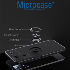 Microcase Oppo A57 / Oppo A77 (4G) Focus Serisi Yüzük Standlı Silikon Kılıf - Siyah AL3363