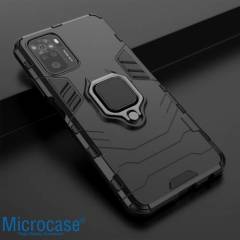 Microcase Xiaomi Redmi Note 10 Pro Batman Serisi Yüzük Standlı Armor Kılıf - Siyah