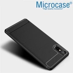 Microcase Xiaomi Mi 8 Brushed Carbon Silikon TPU Kılıf+Tam Kaplar