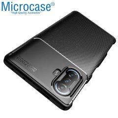 Microcase Xiaomi Redmi K40 Gaming Maxy Serisi Carbon Fiber Silikon TPU Kılıf - Siyah