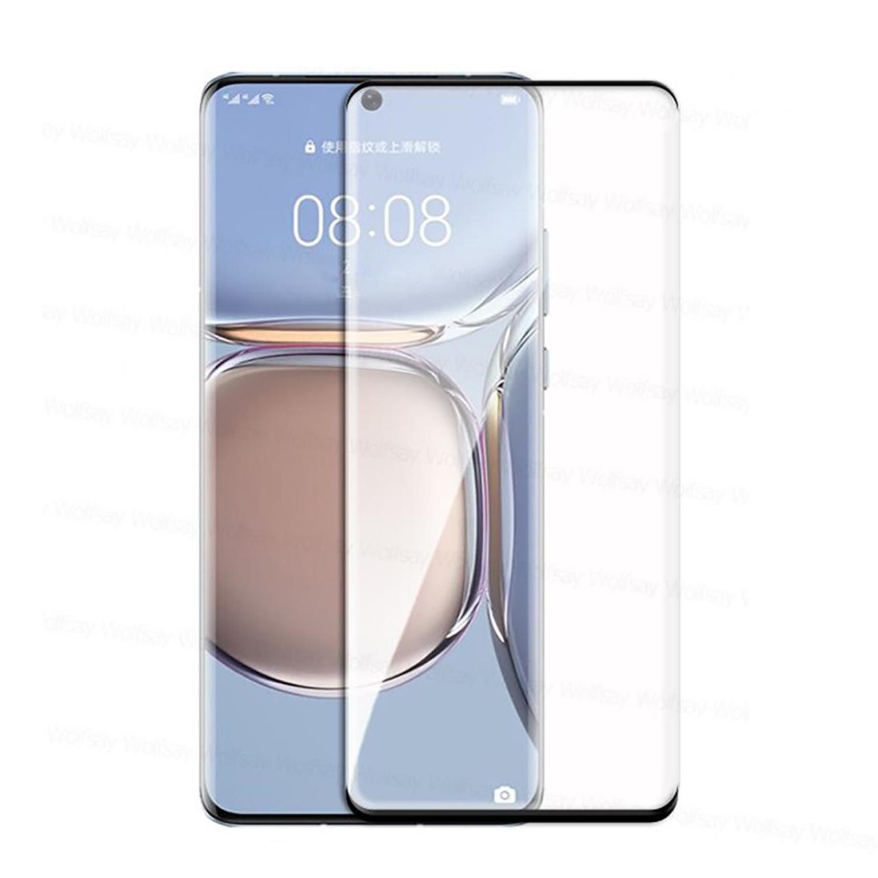 Microcase Huawei P50 Pro 3D Curved Tam Kaplayan Kavisli Tempered Cam