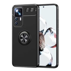 Microcase Xiaomi 12T / 12T Pro Focus Serisi Yüzük Standlı Silikon Kılıf - Siyah AL3363