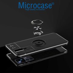 Microcase Xiaomi 12T / 12T Pro Focus Serisi Yüzük Standlı Silikon Kılıf - Siyah AL3363
