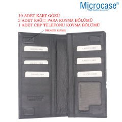 Microcase Hakiki Deri Çok Gözlü Telefon Bölmeli El Çantası Cüzdan - AL4972