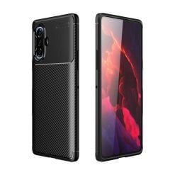 Microcase Xiaomi Poco F3 GT Maxy Serisi Carbon Fiber Silikon TPU Kılıf - Siyah