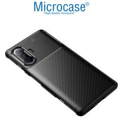Microcase Xiaomi Poco F3 GT Maxy Serisi Carbon Fiber Silikon TPU Kılıf - Siyah
