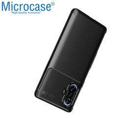 Microcase Xiaomi Poco F3 GT Maxy Serisi Carbon Fiber Silikon TPU Kılıf - Siyah
