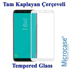 Samsung Galaxy J8 Tam Kaplayan Çerçeveli Ekran Koruyucu Beyaz