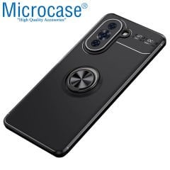 Microcase Huawei Nova 10 Focus Serisi Yüzük Standlı Silikon Kılıf - Siyah AL3363