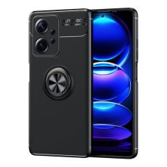Microcase Xiaomi Redmi Note 12 Focus Serisi Yüzük Standlı Silikon Kılıf - Siyah AL3363