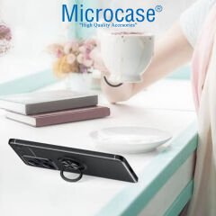 Microcase Xiaomi Redmi Note 12 Focus Serisi Yüzük Standlı Silikon Kılıf - Siyah AL3363