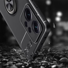 Microcase Xiaomi Redmi Note 12 Focus Serisi Yüzük Standlı Silikon Kılıf - Siyah AL3363