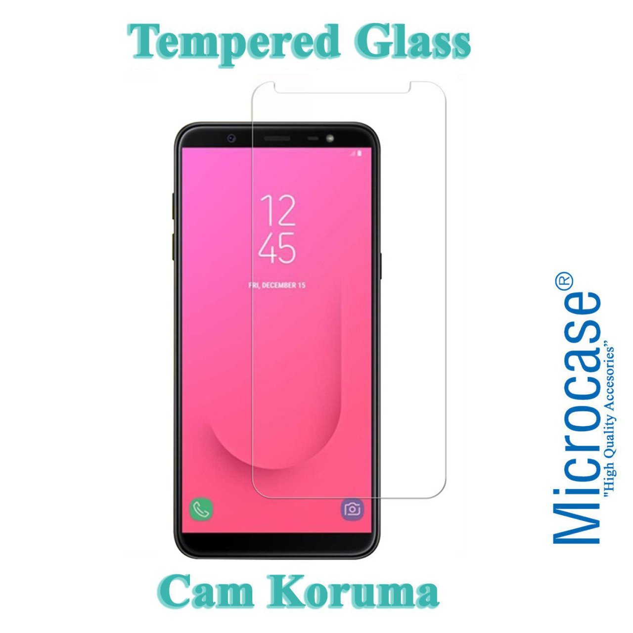 Microcase Samsung Galaxy J8 Tempered Glass Cam Ekran Koruyucu