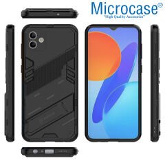 Microcase Samsung Galaxy A04 Matrix Serisi Armor Standlı Perfect Koruma Kılıf - Siyah AL3416