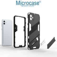 Microcase Samsung Galaxy A04 Matrix Serisi Armor Standlı Perfect Koruma Kılıf - Siyah AL3416