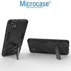 Microcase Samsung Galaxy A04 Matrix Serisi Armor Standlı Perfect Koruma Kılıf - Siyah AL3416