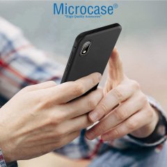 Microcase Huawei Honor 8S Elektrocase Serisi Silikon Kılıf - Siyah + Tempered Glass Cam Koruma