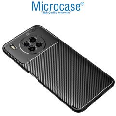 Microcase Huawei Nova 8i Maxy Serisi Carbon Fiber Silikon TPU Kılıf - Siyah