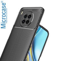 Microcase Huawei Nova 8i Maxy Serisi Carbon Fiber Silikon TPU Kılıf - Siyah