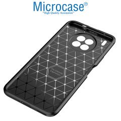 Microcase Huawei Nova 8i Maxy Serisi Carbon Fiber Silikon TPU Kılıf - Siyah