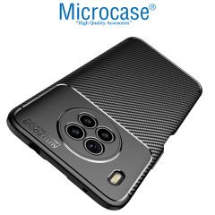 Microcase Huawei Nova 8i Maxy Serisi Carbon Fiber Silikon TPU Kılıf - Siyah