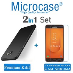 Samsung Galaxy J7 Prime 2 Premium Mat Silikon Kılıf + Cam Koruma
