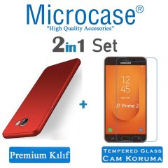 Samsung Galaxy J7 Prime 2 Premium Mat Silikon Kılıf + Cam Koruma