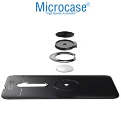 Microcase Oppo Reno 10x Zoom Focus Serisi Yüzük Standlı Silikon Kılıf - Siyah