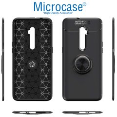 Microcase Oppo Reno 10x Zoom Focus Serisi Yüzük Standlı Silikon Kılıf - Siyah