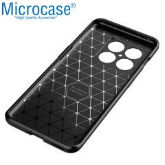 Microcase OnePlus 10 Pro Maxy Serisi Carbon Fiber Silikon TPU Kılıf - Siyah