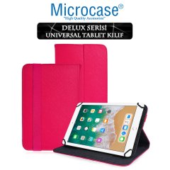 Microcase iPad 9.7 2018 Delüx Serisi Universal Standlı Deri Kılıf - Pembe + Ekran Koruma Filmi