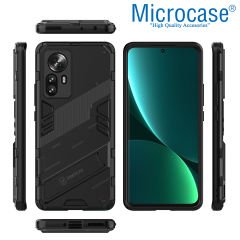 Microcase Xiaomi 12T / 12T Pro / K50 Ultra Matrix Serisi Armor Standlı Kılıf - Siyah AL3416