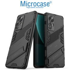 Microcase Xiaomi 12T / 12T Pro / K50 Ultra Matrix Serisi Armor Standlı Kılıf - Siyah AL3416
