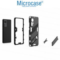 Microcase Xiaomi 12T / 12T Pro / K50 Ultra Matrix Serisi Armor Standlı Kılıf - Siyah AL3416