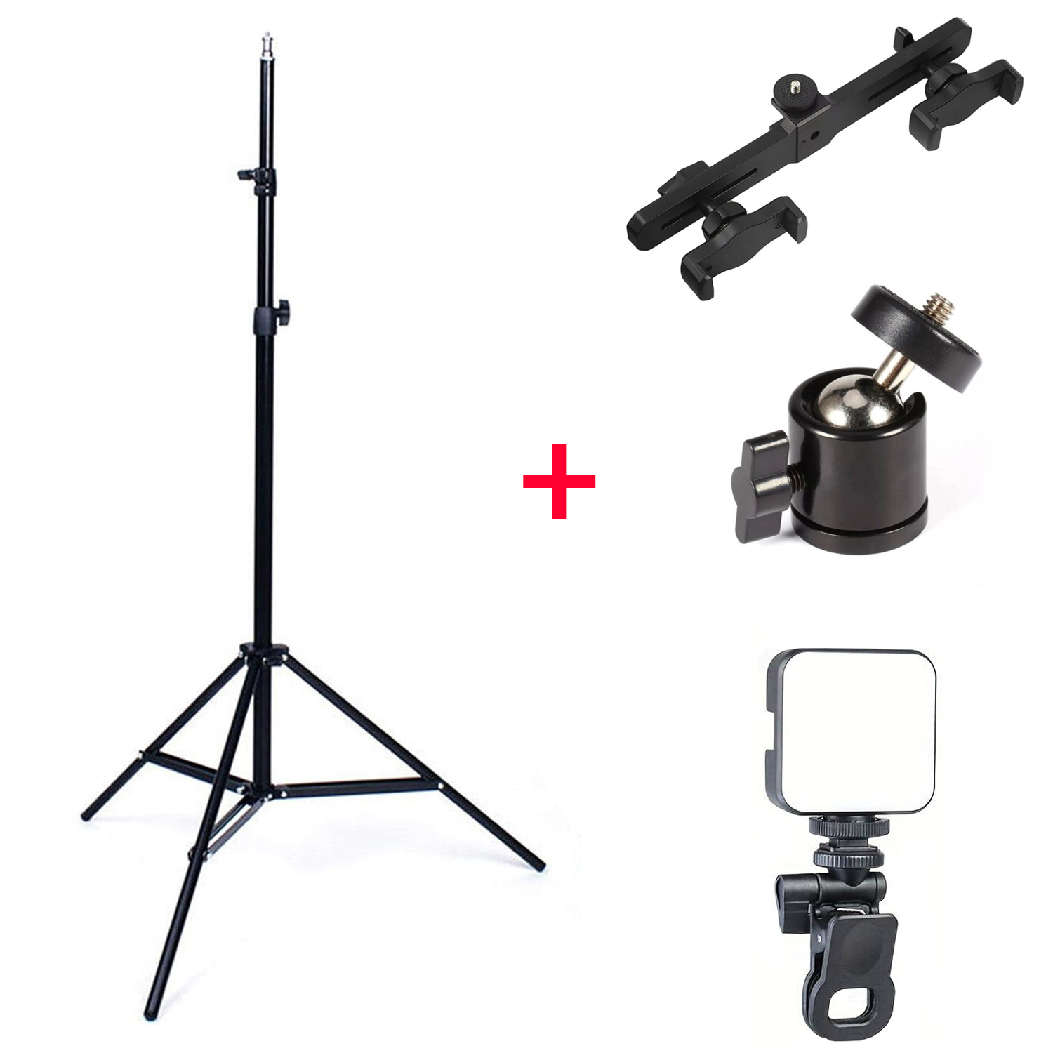 Microcase 4in1 Set 2.1 Metre Tripod + 1/4 360 Dönen Başlık + 2 Telefon Başlıklı Tutucu + Softbox Işık - AL5105