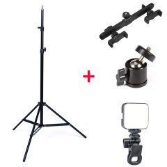 Microcase 4in1 Set 2.1 Metre Tripod + 1/4 360 Dönen Başlık + 2 Telefon Başlıklı Tutucu + Softbox Işık - AL5105