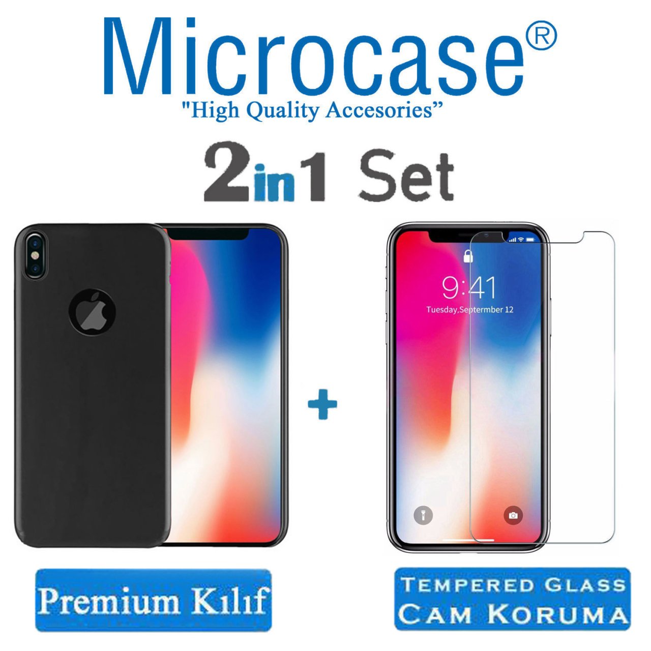Microcase iPhone XS Max Premium Mat Silikon Kılıf + Ekran Koruma