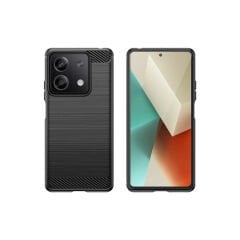 Microcase Xiaomi Redmi Note 13 / Note 13 Pro 5G Global Brushed Carbon Fiber Silikon Kılıf - Siyah AL3332